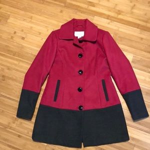 NWOT BCBG Generation Medium Pink & Charcoal Coat
